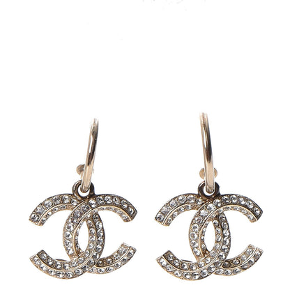 Chanel Crystal CC Dangle Earrings Gold 1 of 8