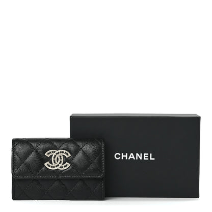 Chanel Caviar Quilted Crystal CC Flap Card Holder Black 13 of 13