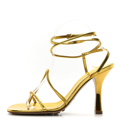 Bottega Veneta Laminated Calfskin The Line 90mm Sandals 36.5 Gold 1 of 9