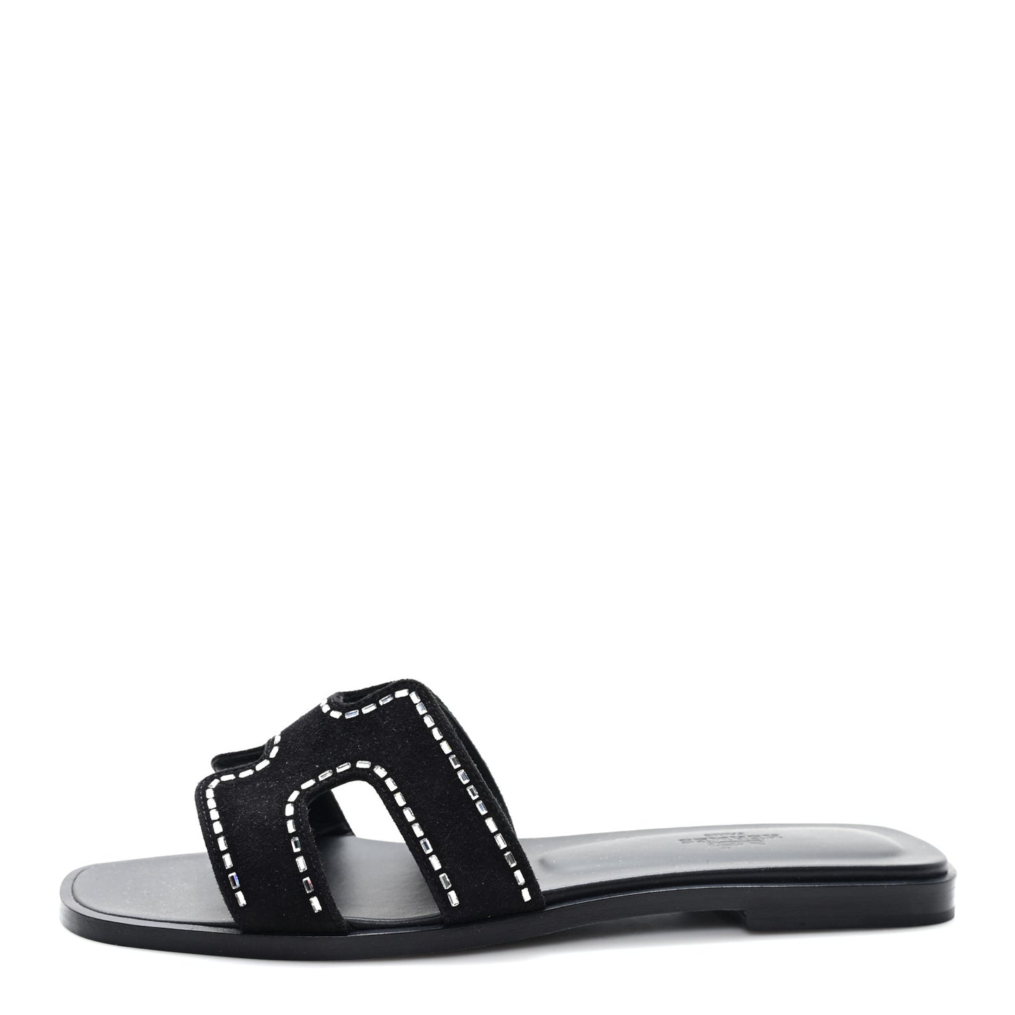 Suede Goatskin Crystal Embellished Oran Sandals 38 Black