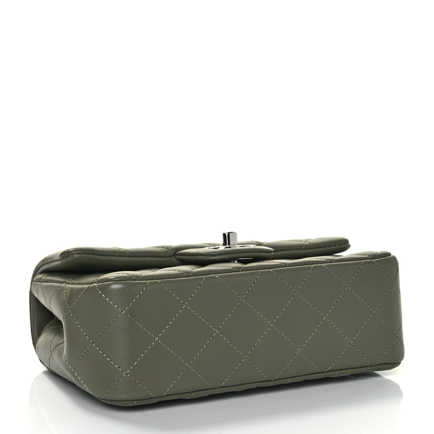 Lambskin Quilted Mini Rectangular Flap Green