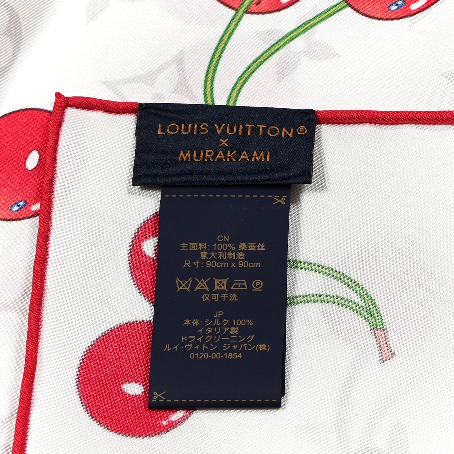 LV X TM Silk Monogram Cerises Square Scarf 90 White