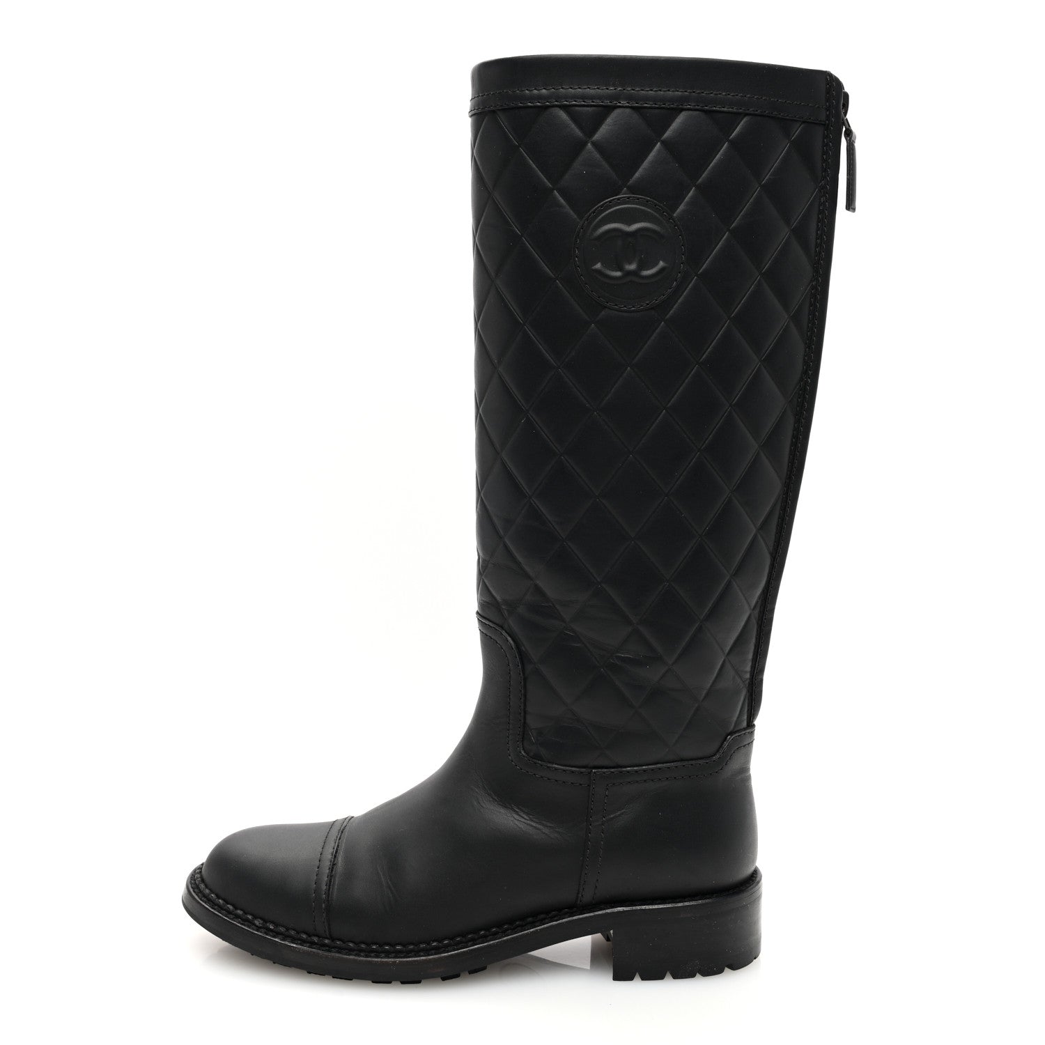 Chanel Oily Calfskin Quilted High Boots 37 Black 1 of 8