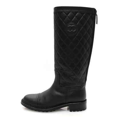 Chanel Oily Calfskin Quilted High Boots 37 Black 1 of 8