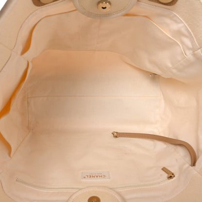 Chanel Canvas Pearl Medium Deauville Tote Ecru Beige 5 of 11