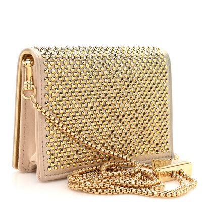 Prada Satin Crystal Metal Triangle Logo Card Holder With Strap Platino 3 of 14