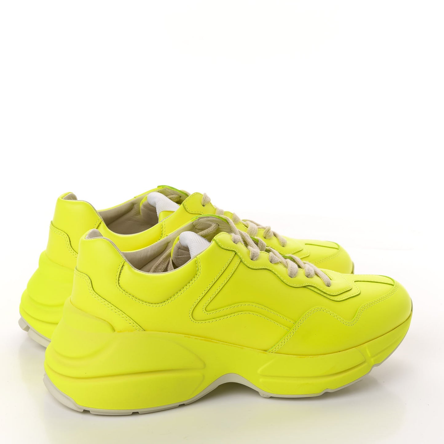 Calfskin Womens Rhyton Sneakers 38.5 Fluo Yellow