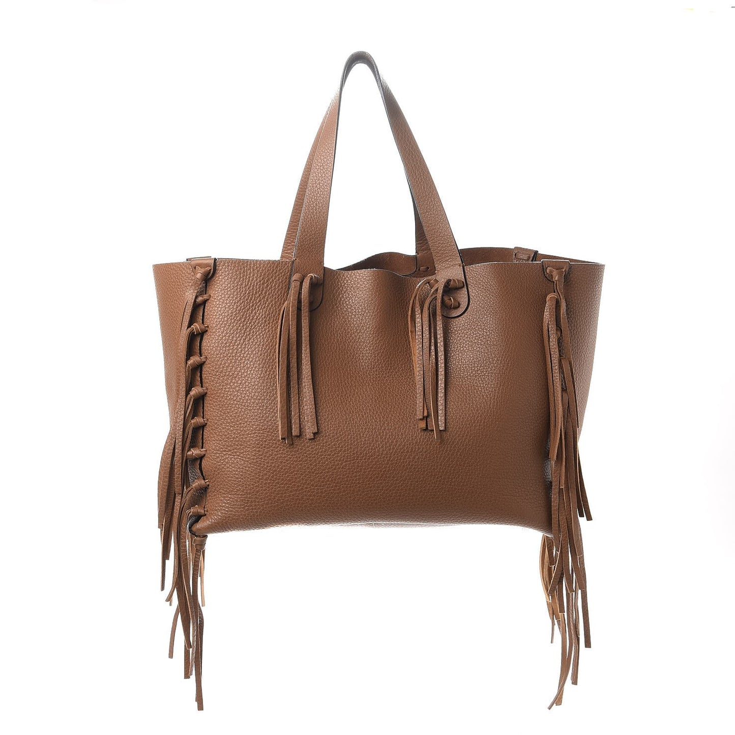 Grained Calfskin C-Rockee Fringe Tote Light Cuir