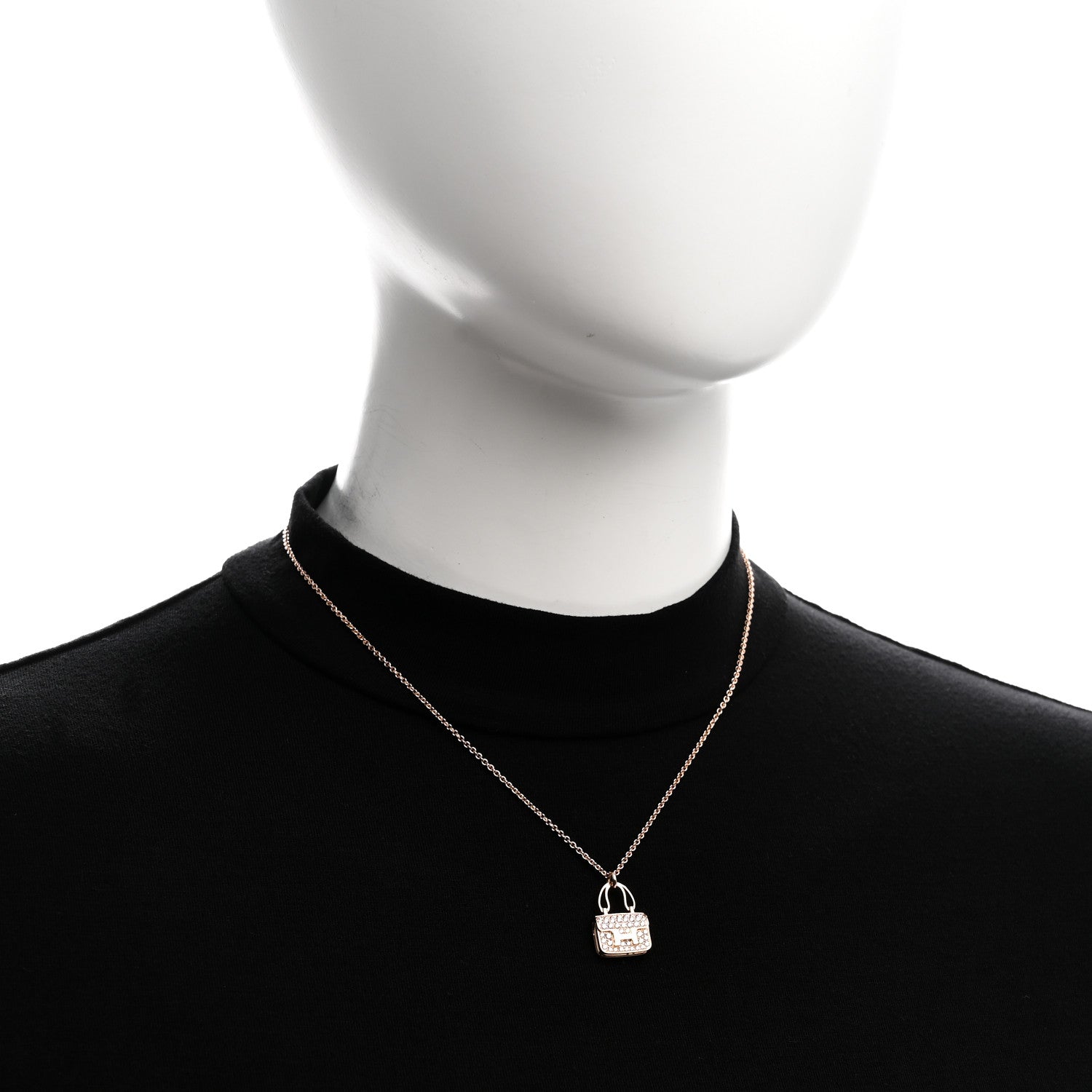 Hermes 18K Rose Gold Diamond Constance Amulettes Pendant Necklace 2 of 6