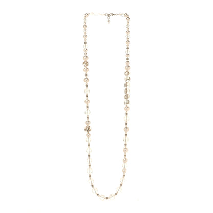 Chanel Resin Pearl Crystal Flora On Ice Necklace Golden Pearly White Transparent 3 of 5