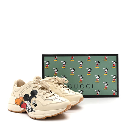 Gucci X DISNEY Calfskin Mickey Mouse Womens Rhyton Sneakers 36.5 Ivory 10 of 10
