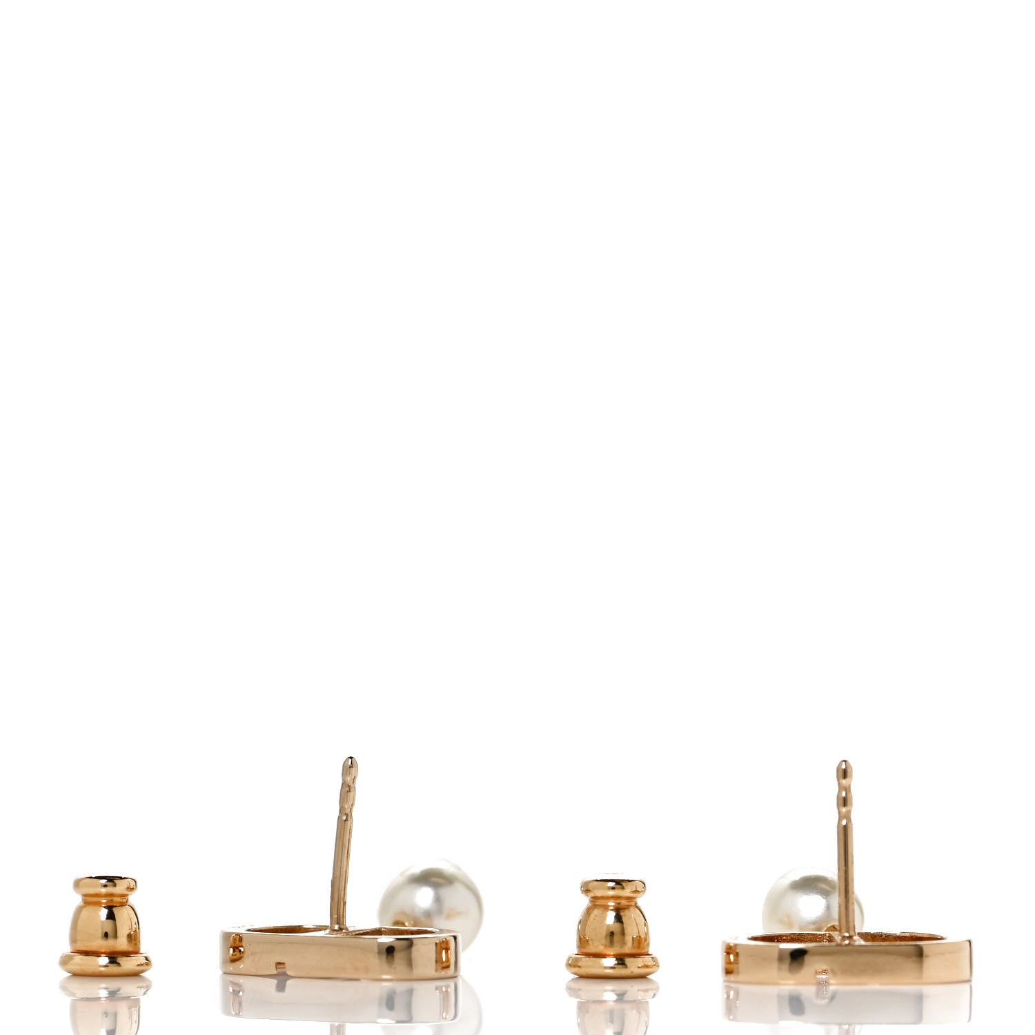 Christian Dior Pearl Logo Earrings Gold 3 of 5