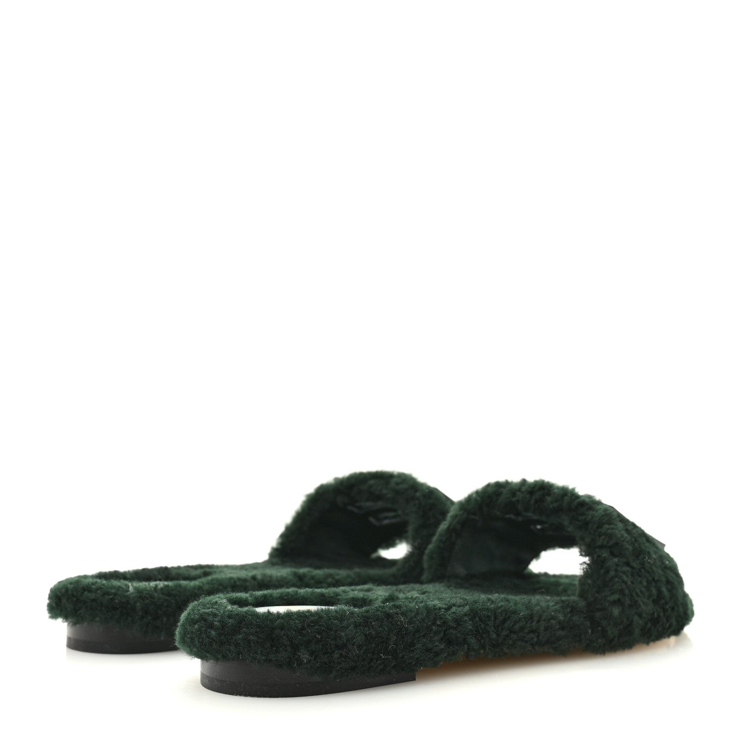 Fendi Shearling FF Baguette Slide Sandals 40 Salvia 5 of 9