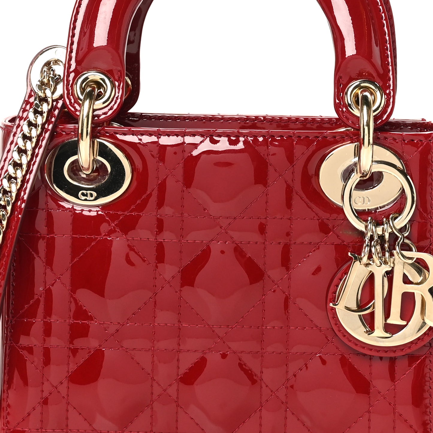 Patent Cannage Mini Lady Dior Red