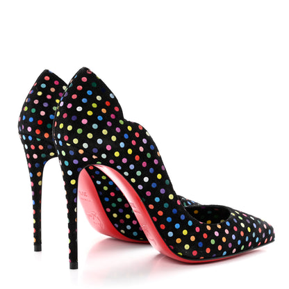 Christian Louboutin Suede Polka Dot Hot Chick 100 Pumps 35.5 Black Multicolor 4 of 8