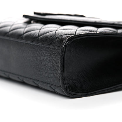 Saint Laurent Grain De Poudre Textured Mixed Matelasse Triquilt Medium Monogram Satchel Black 10 of 13