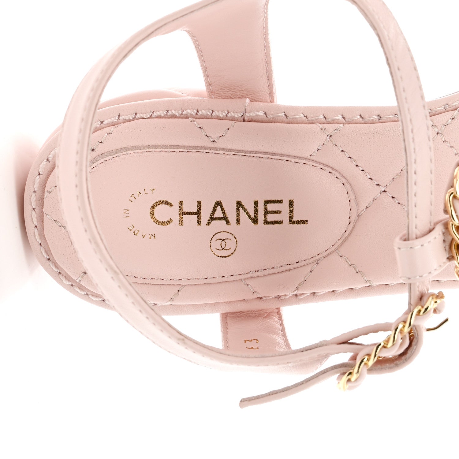 Chanel Lambskin Chain CC Logo Thong Sandals 39 Light Pink 7 of 13