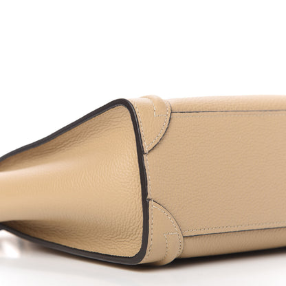 Celine Drummed Calfskin Nano Luggage Dune 6 of 10
