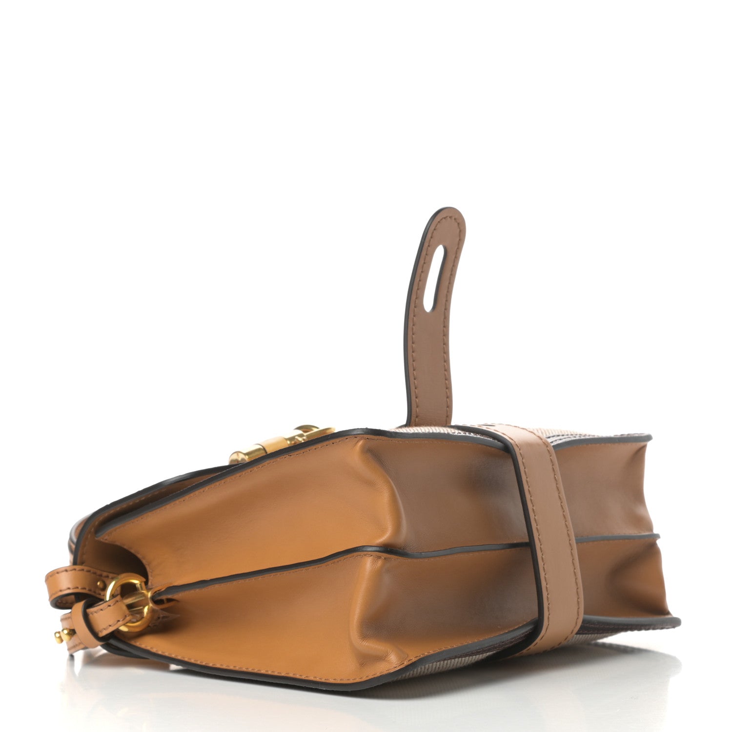 Chloe Calfskin Crocodile Embossed Canvas Small Aby Day Shoulder Bag Honey Gold 4 of 8