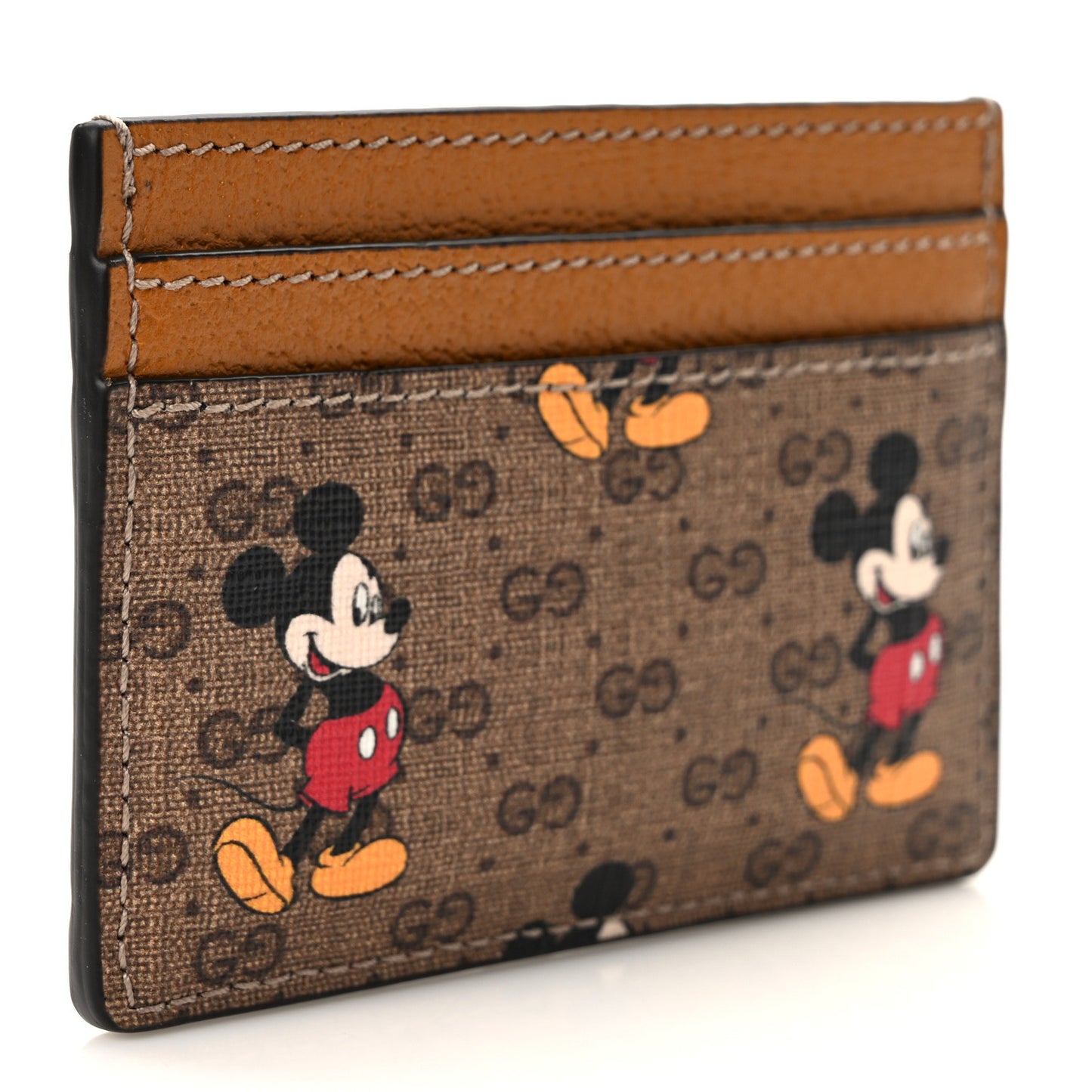X DISNEY Mini Vintage GG Supreme Monogram Mickey Mouse Card Holder Beige Vintage Sun Oil
