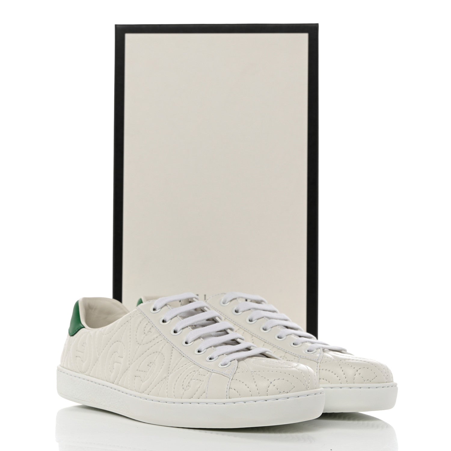 Gucci Nappa G Rhombus Mens Ace Sneakers Great 6.5 White Green 9 of 9