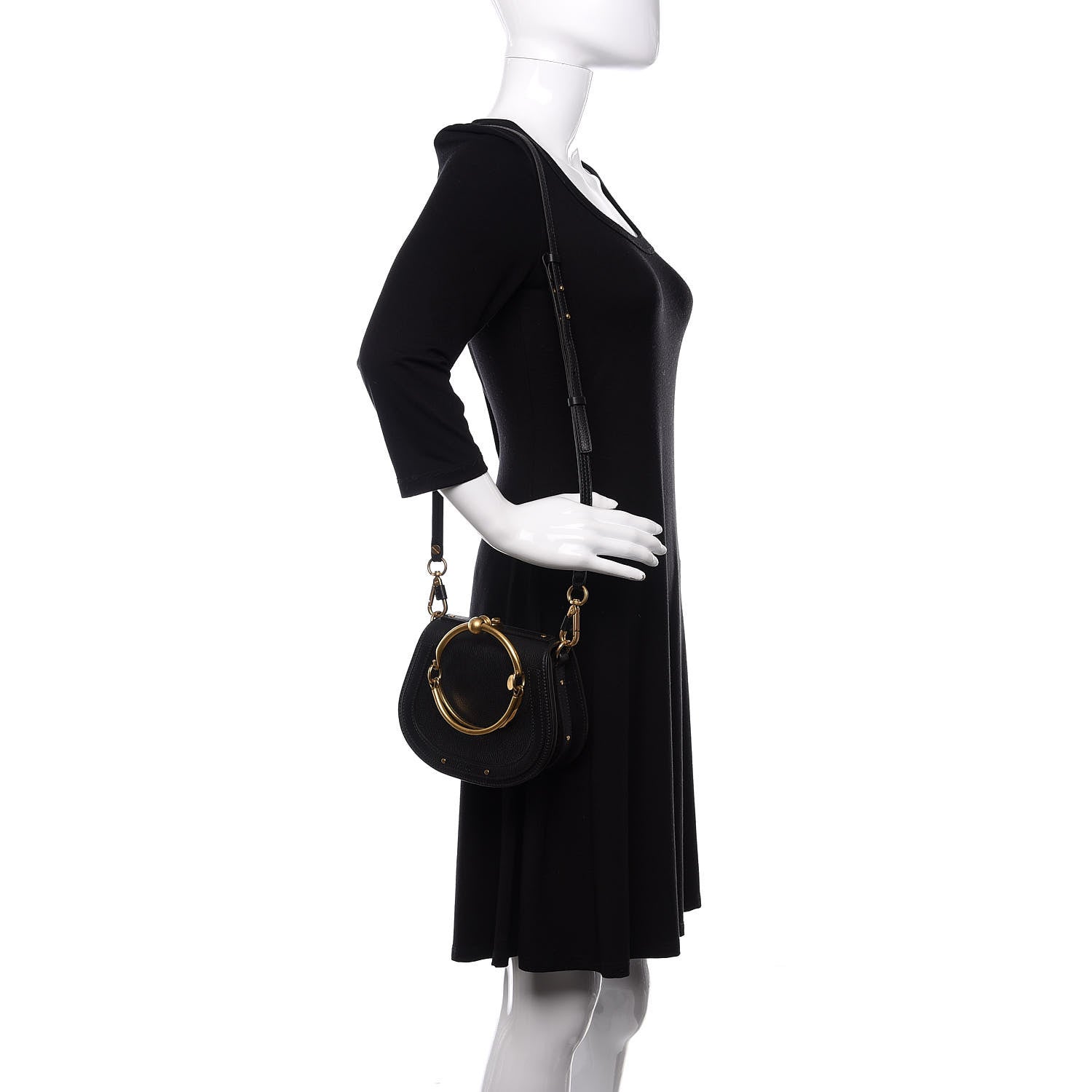 Chloe Calfskin Suede Small Nile Bracelet Bag Black 2 of 9