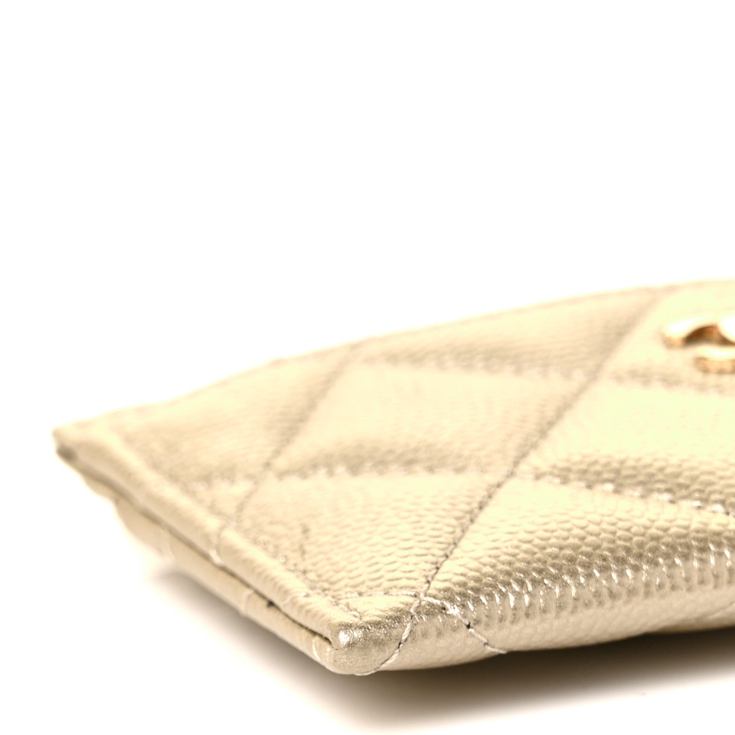 Chanel Metallic Caviar Quilted Card Holder Light Gold 9 of 11