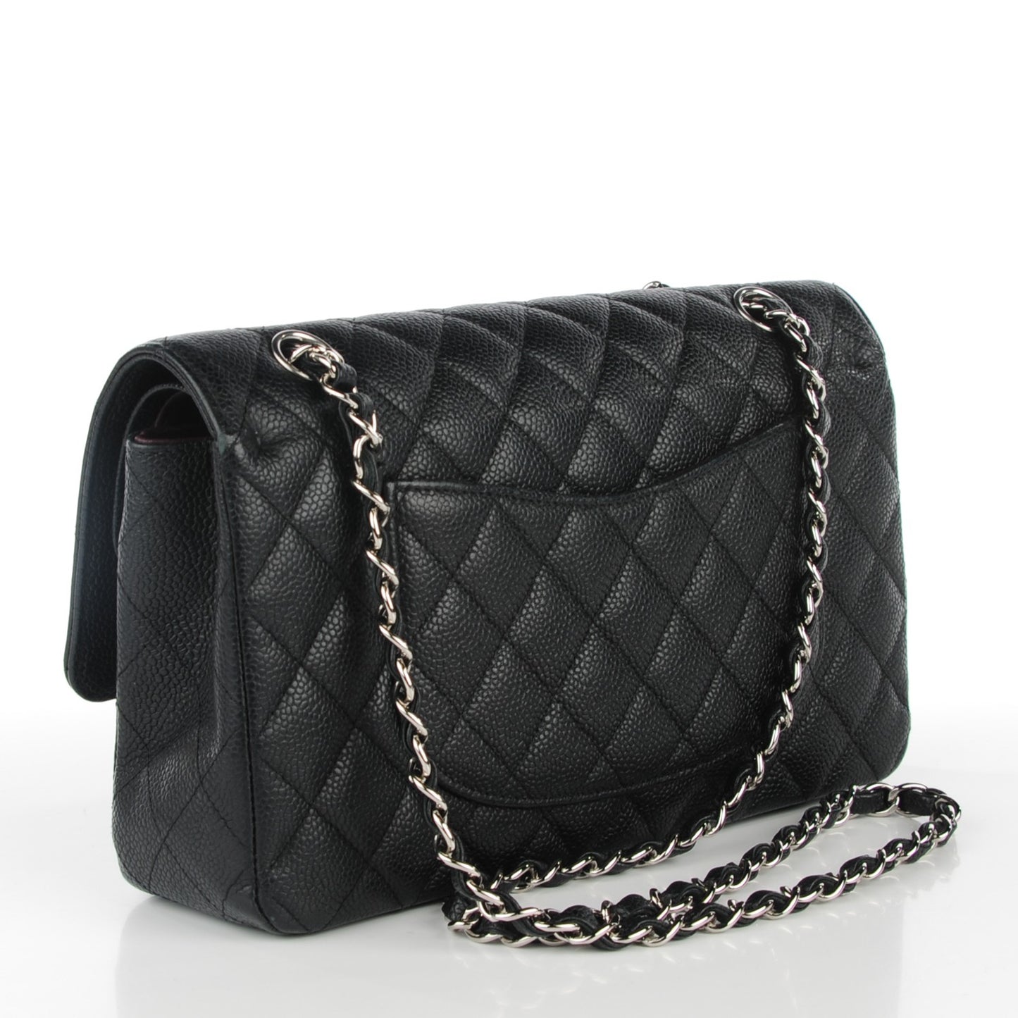 Caviar Quilted Medium Double Flap Black