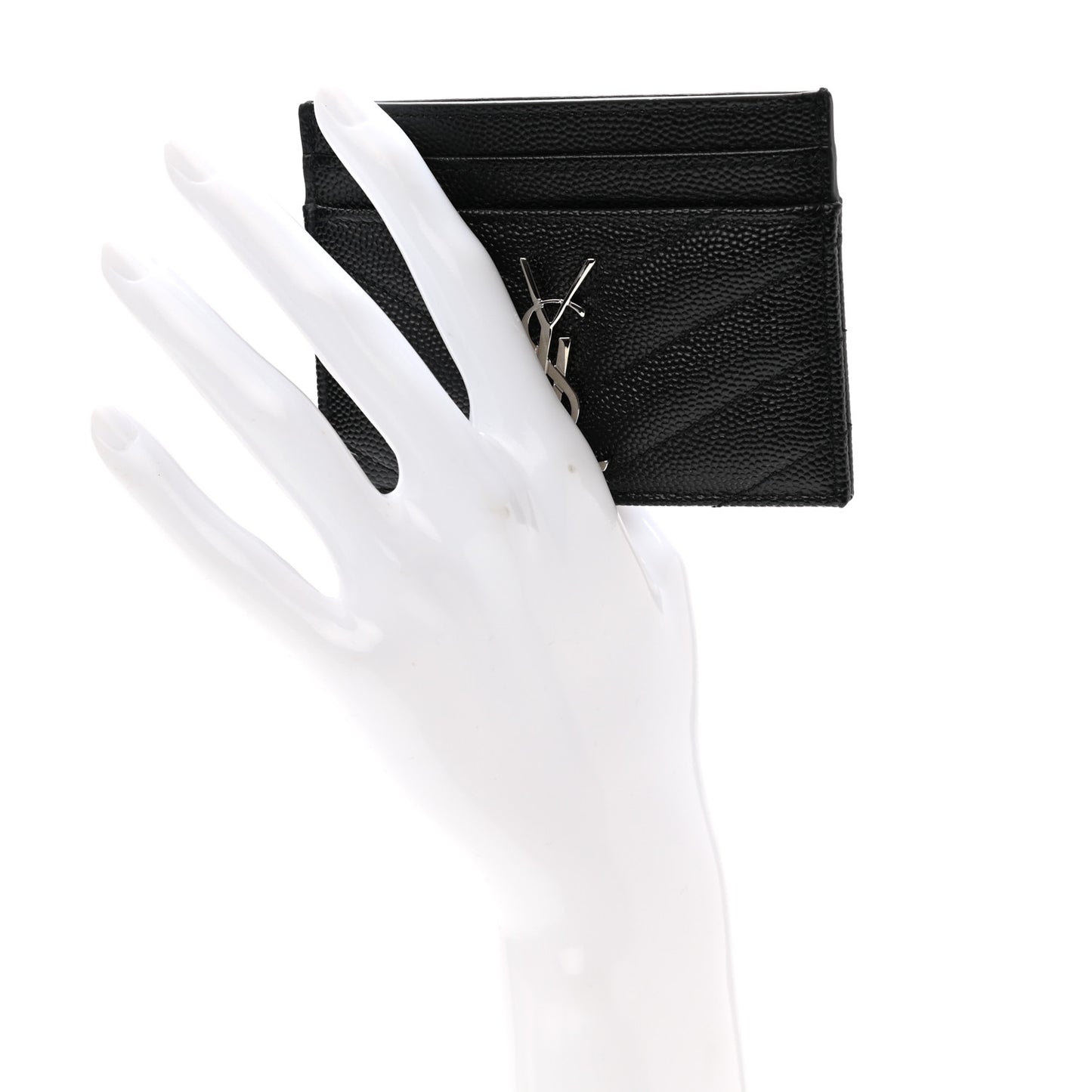 Grain De Poudre Matelasse Chevron Monogram Credit Card Case Black