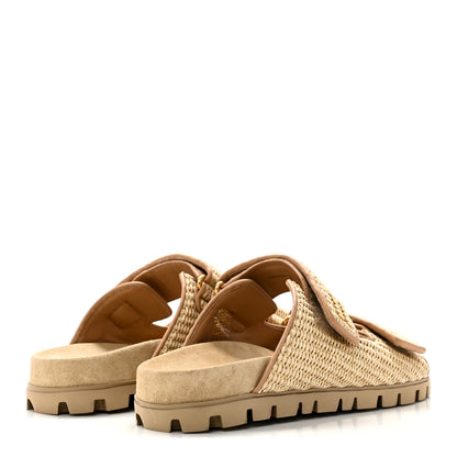Miu Miu Raffia Logo Slide Sandals 39 Naturale 4 of 10