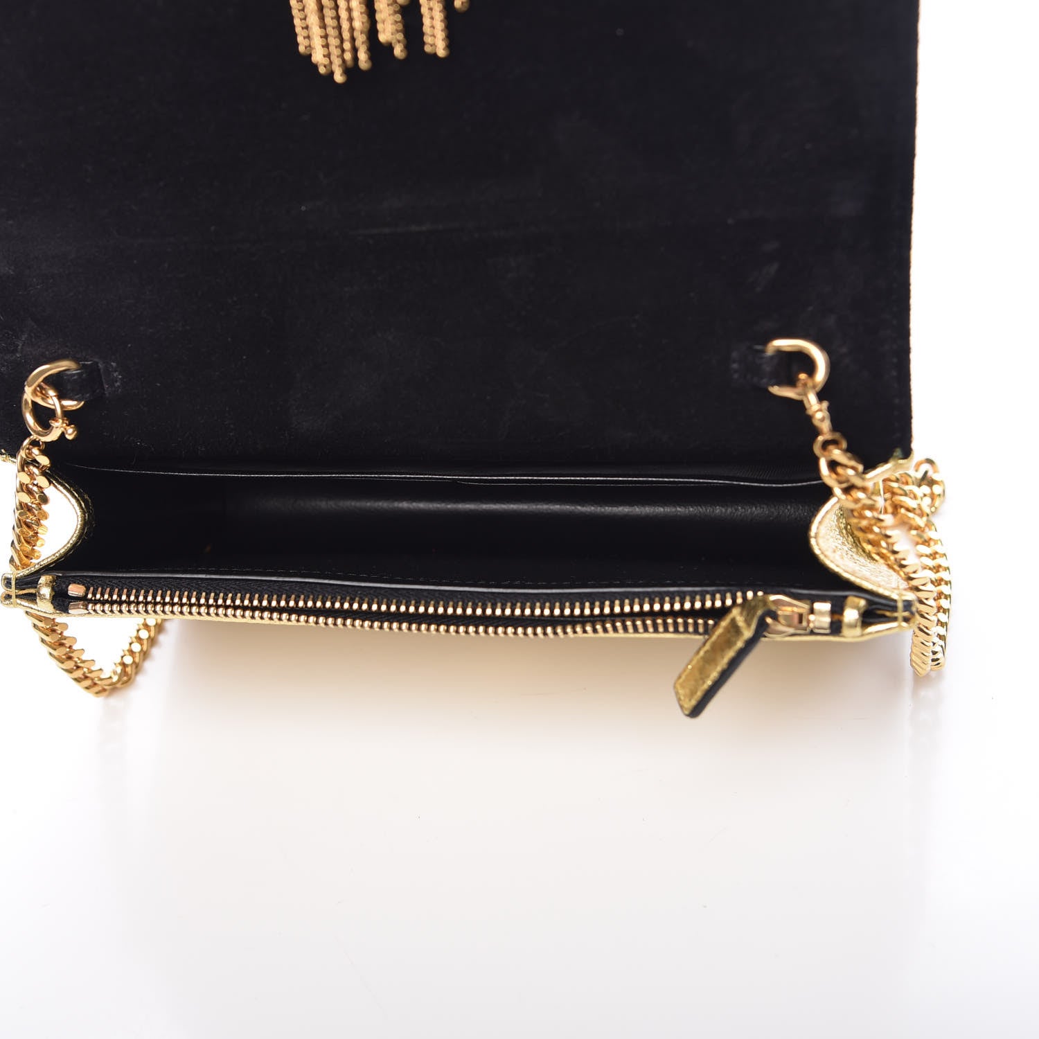 Saint Laurent Metallic Goatskin Lambskin Classic Monogram Kate Tassel Chain Wallet Gold 5 of 9