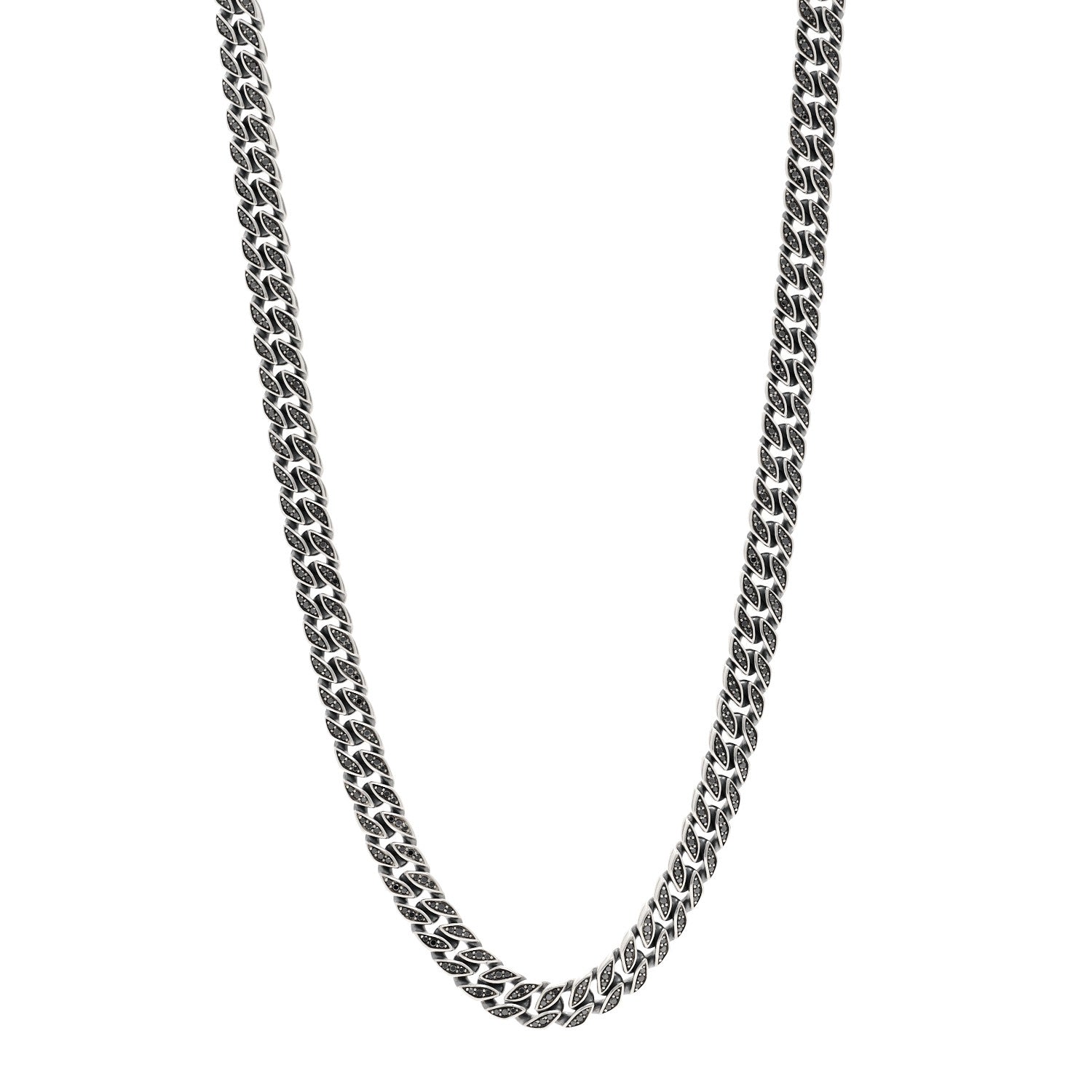 David Yurman Sterling Silver Black Diamond 8mm Curb Chain Necklace 1 of 6