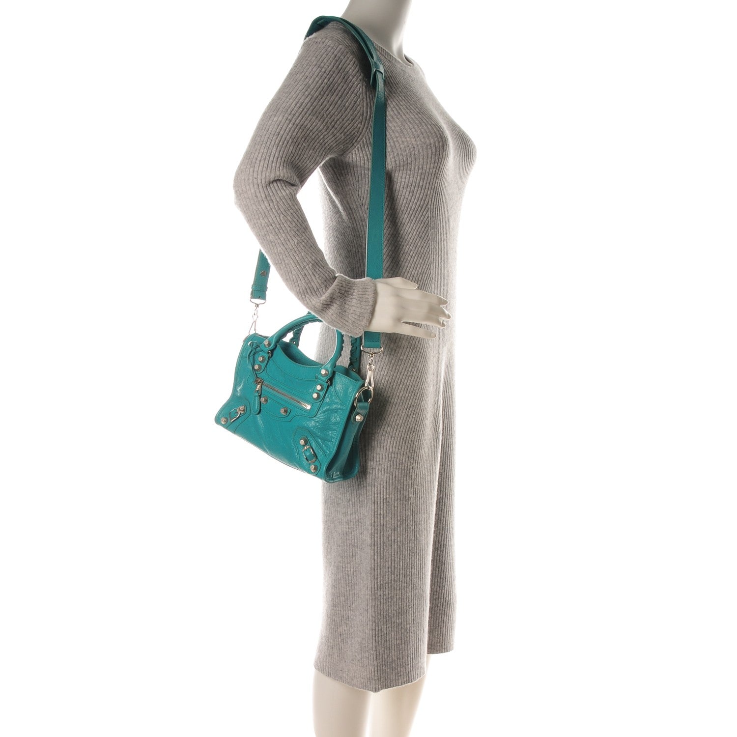 Balenciaga Agneau Giant 12 Silver Hardware Mini City Bleu Tropical 2 of 7