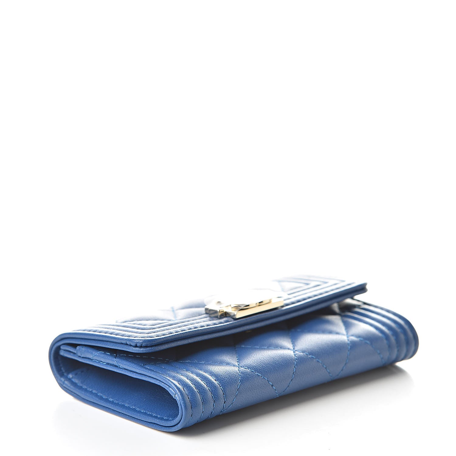 Chanel Lambskin Quilted Boy Card Holder Wallet Blue 4 of 9