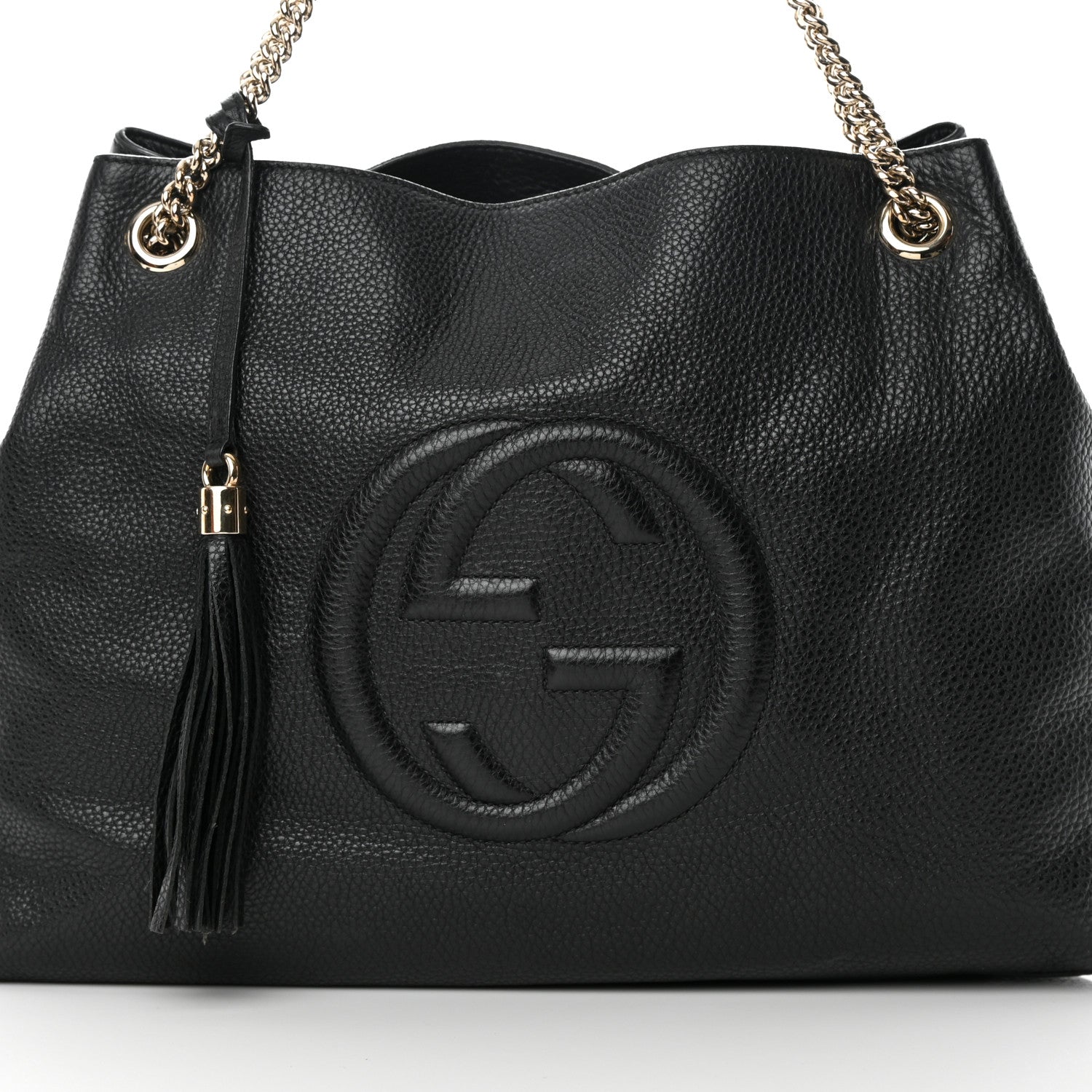 Gucci Pebbled Calfskin Large Soho Chain Shoulder Bag Black 8 of 14
