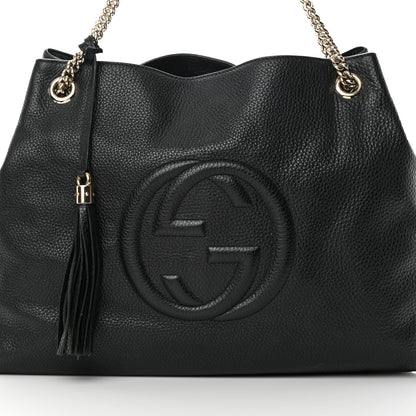 Gucci Pebbled Calfskin Large Soho Chain Shoulder Bag Black 8 of 14
