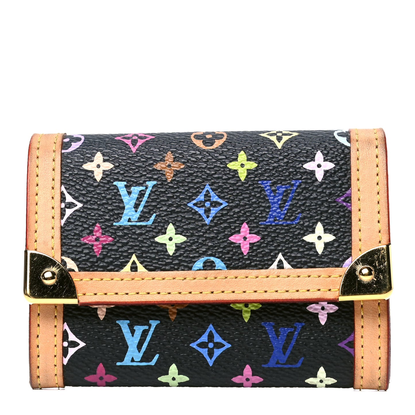 Monogram Multicolor Porte-Monnaie Plat Coin Purse Black