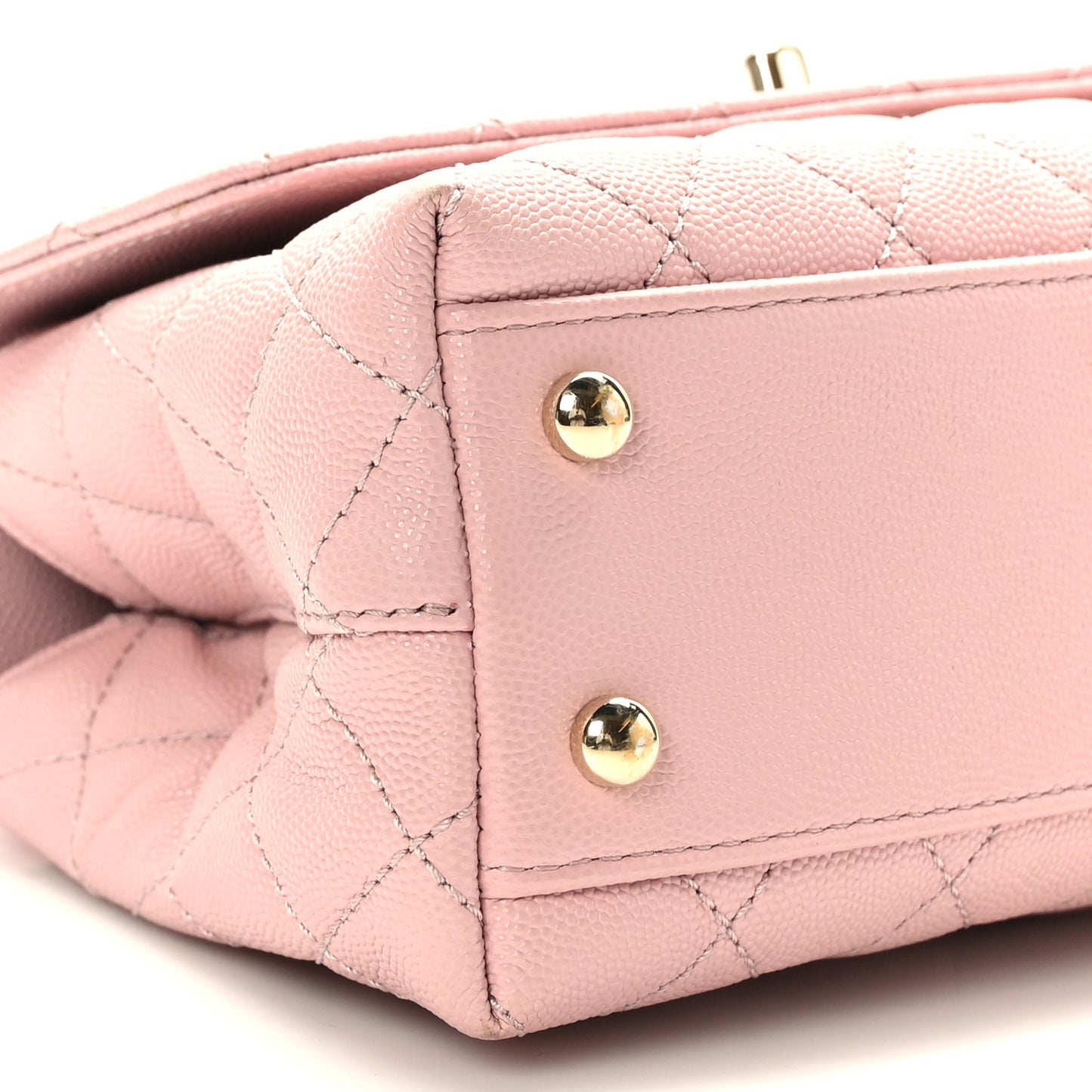 Caviar Lizard Embossed Quilted Mini Coco Handle Flap Light Pink