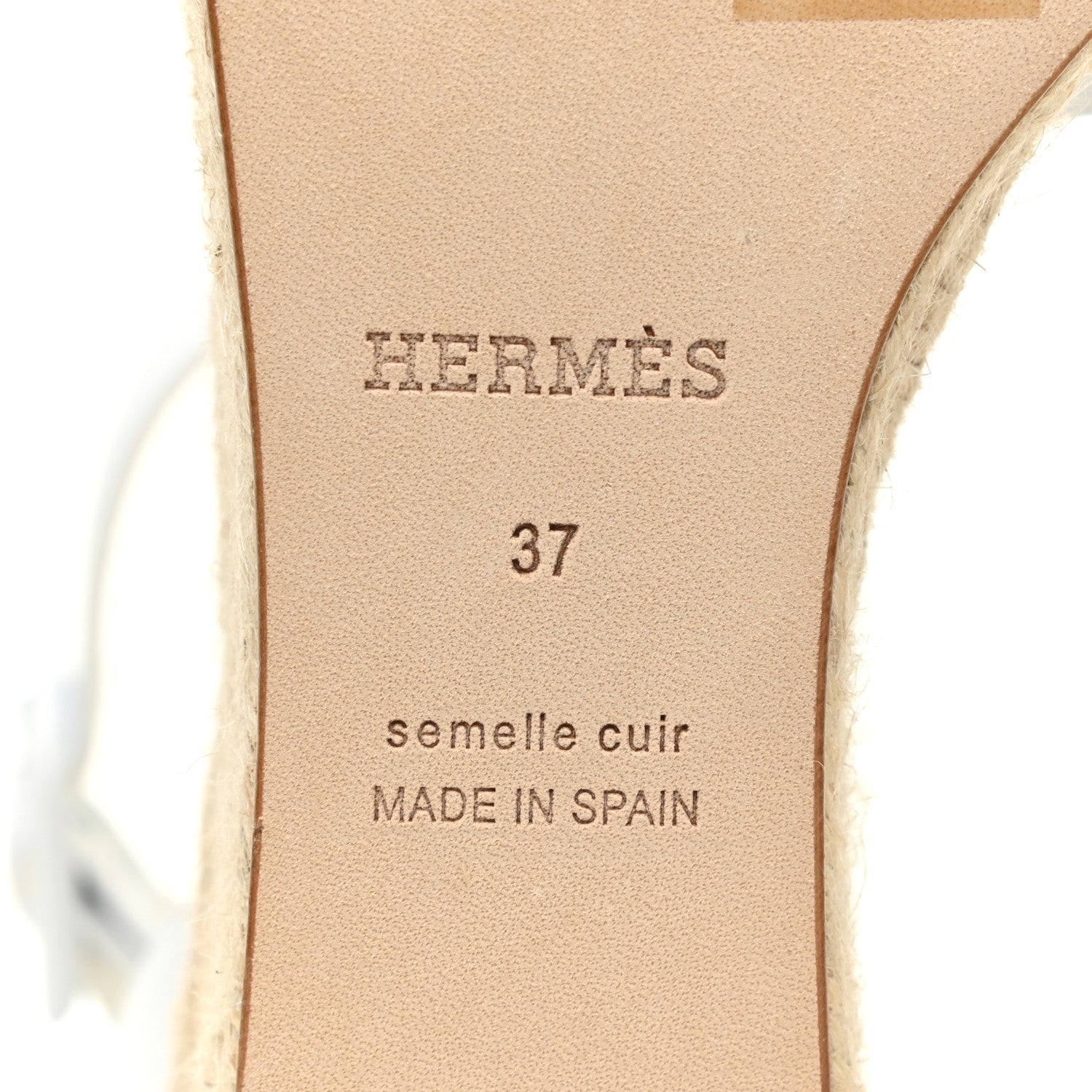 Hermes Goatskin Elda Espadrille Wedge Sandals 37 White 7 of 9