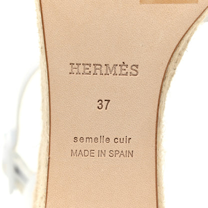 Hermes Goatskin Elda Espadrille Wedge Sandals 37 White 7 of 9