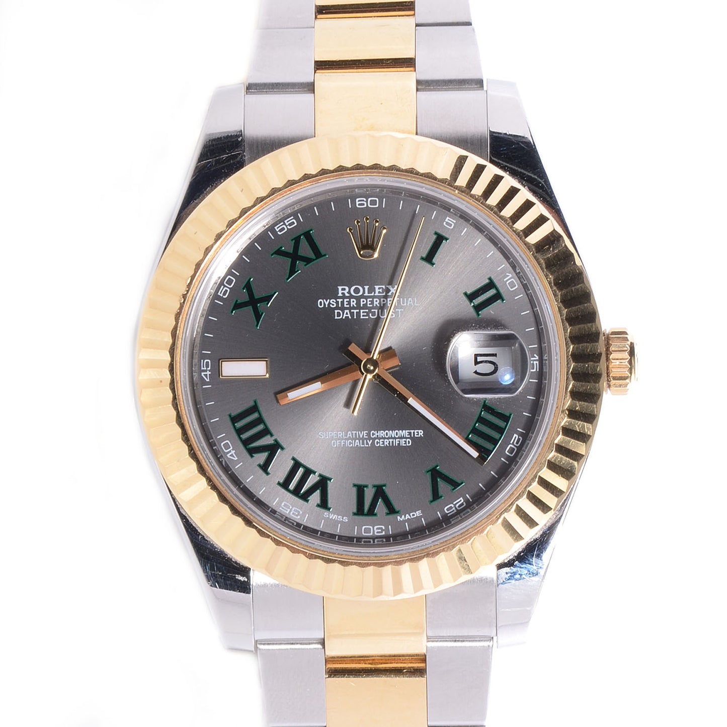 Stainless Steel 18K Yellow Gold 41mm Oyster Perpetual Datejust II Watch Slate 116333