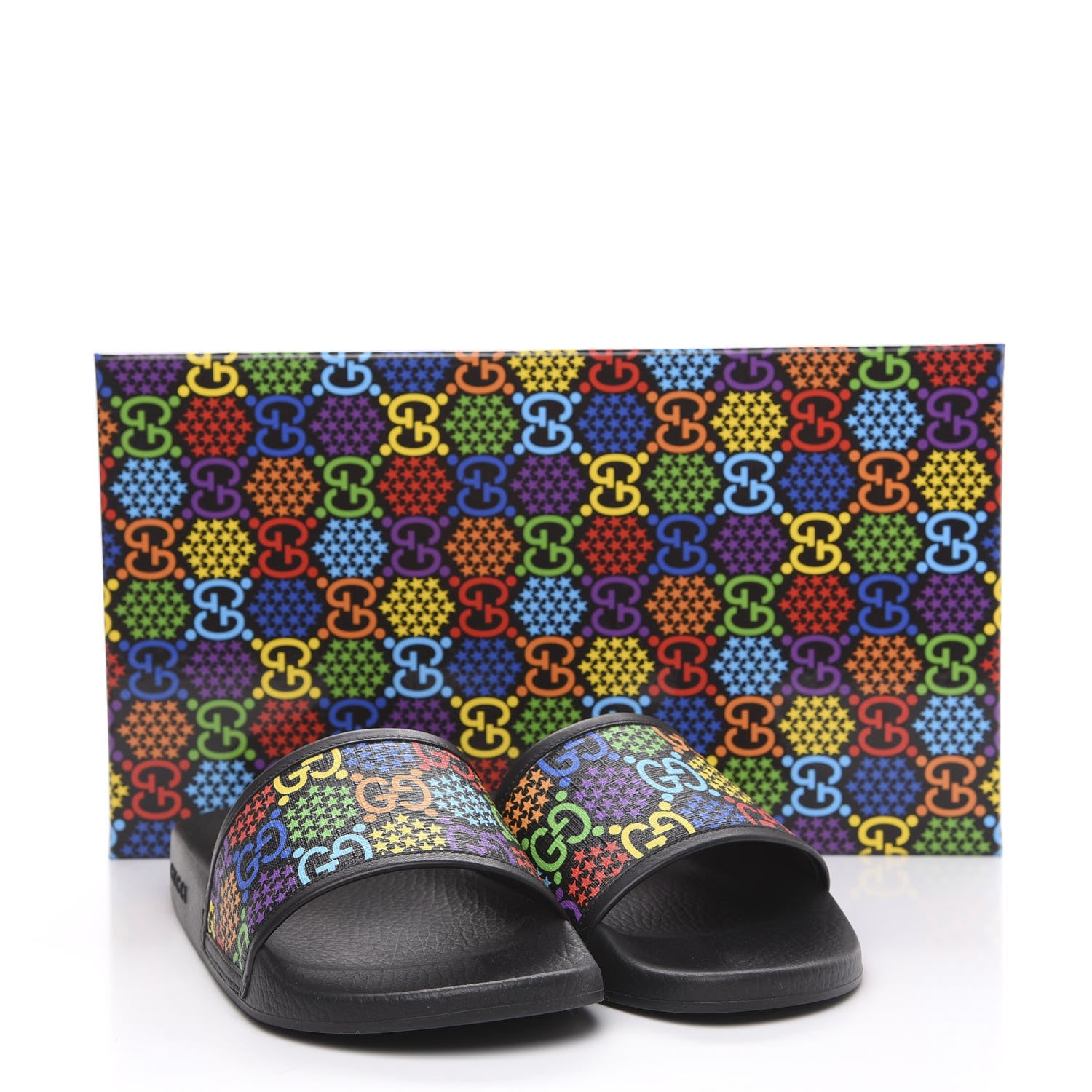 Gucci GG Supreme Monogram Psychedelic Slide Sandals 8 Black Multicolor 7 of 7