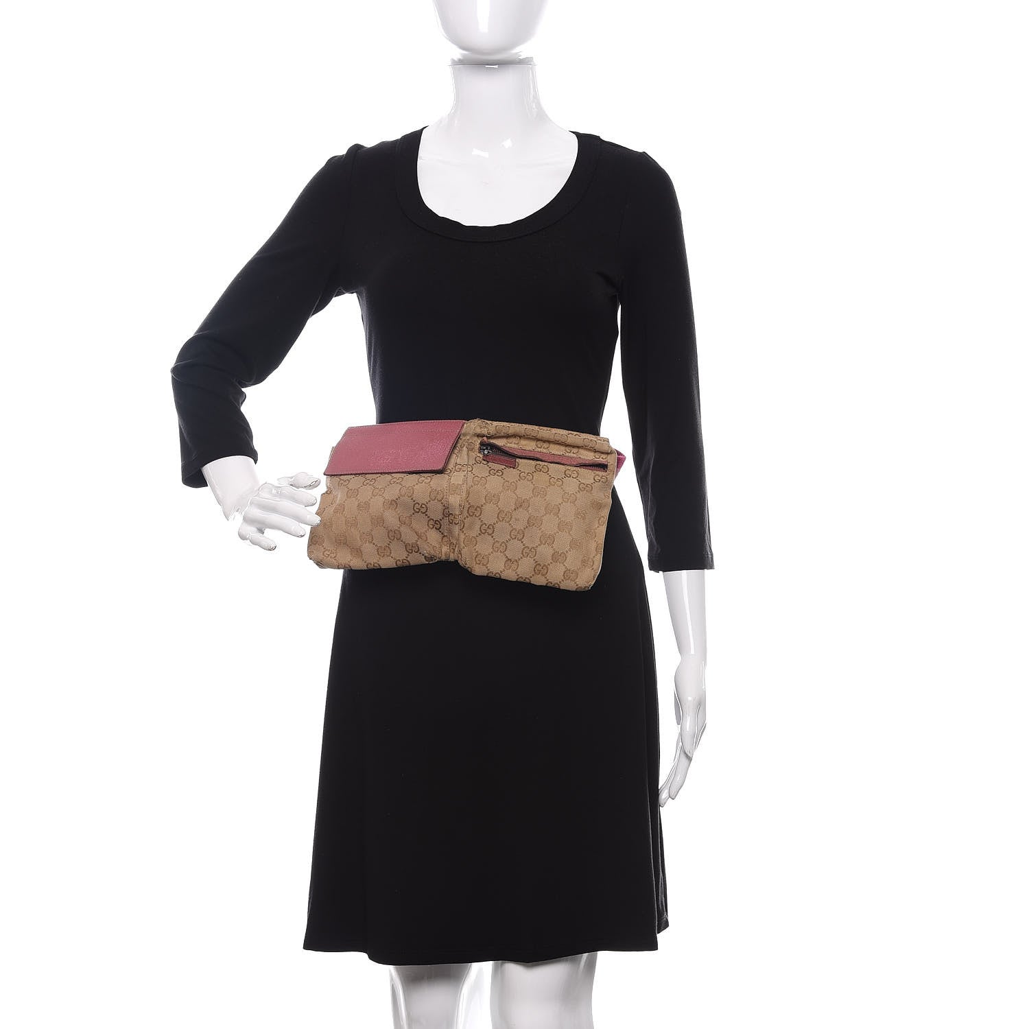 Gucci GG Monogram Web Double Pocket Belt Bag Pink 3 of 19