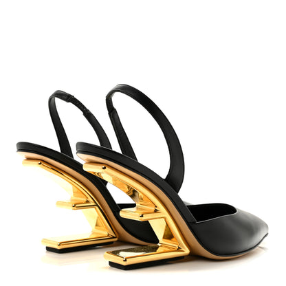 Fendi Vitello Fendi First 95mm Slingback Sandals 36.5 Black 5 of 10