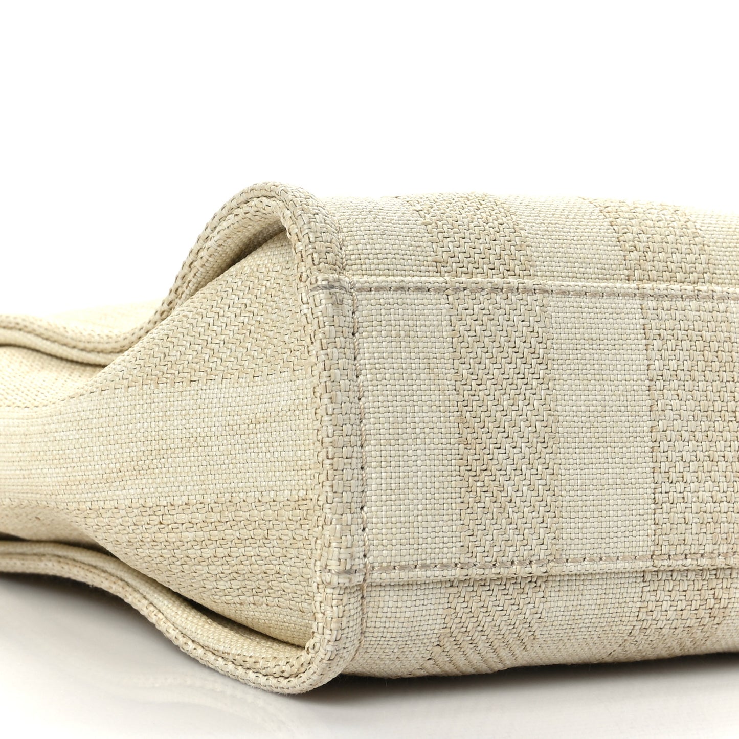 Mixed Fibers Calfskin Striped Mini Deauville Tote Beige