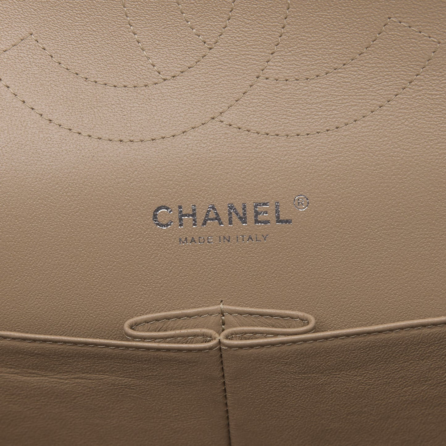 Patent Quilted Jumbo Double Flap Beige