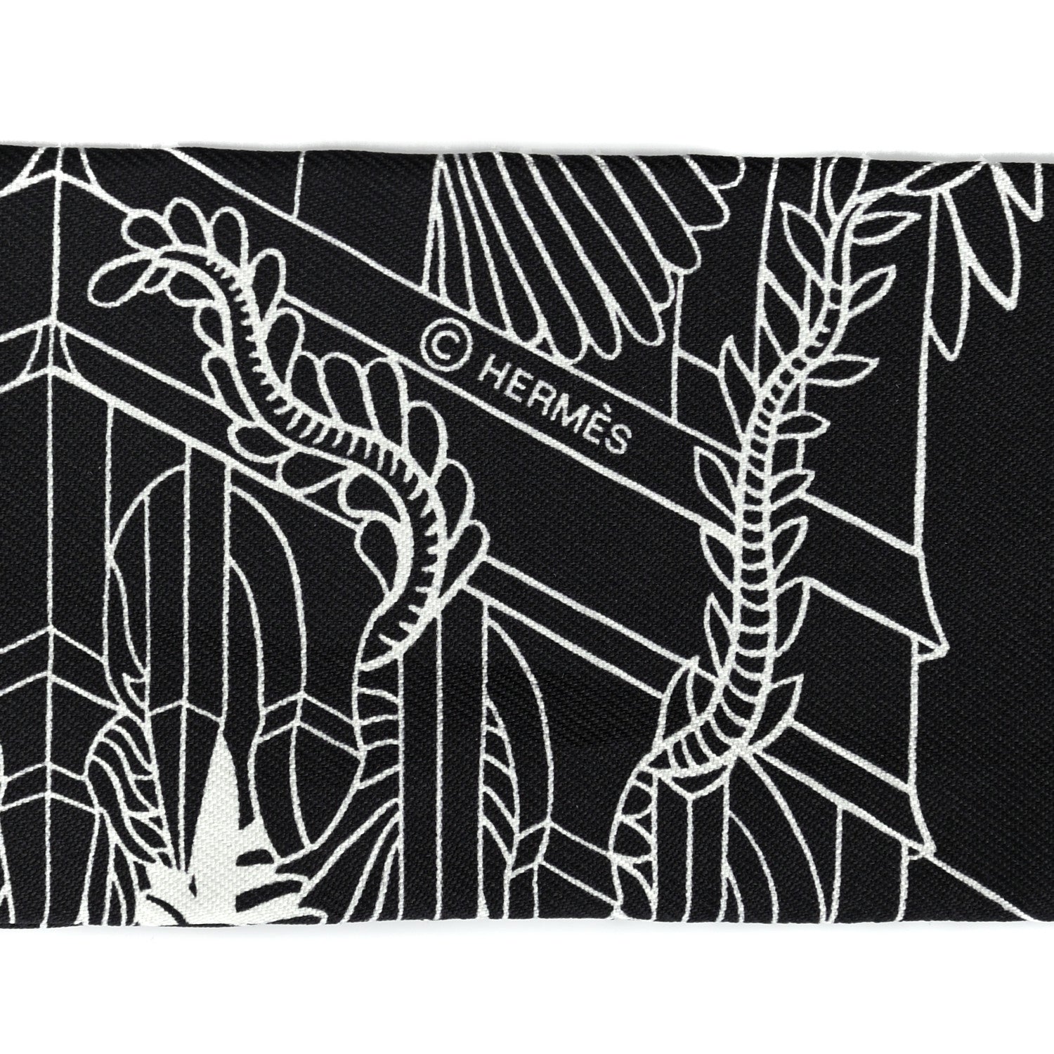 Hermes Silk Animapolis Twilly Black White 3 of 4