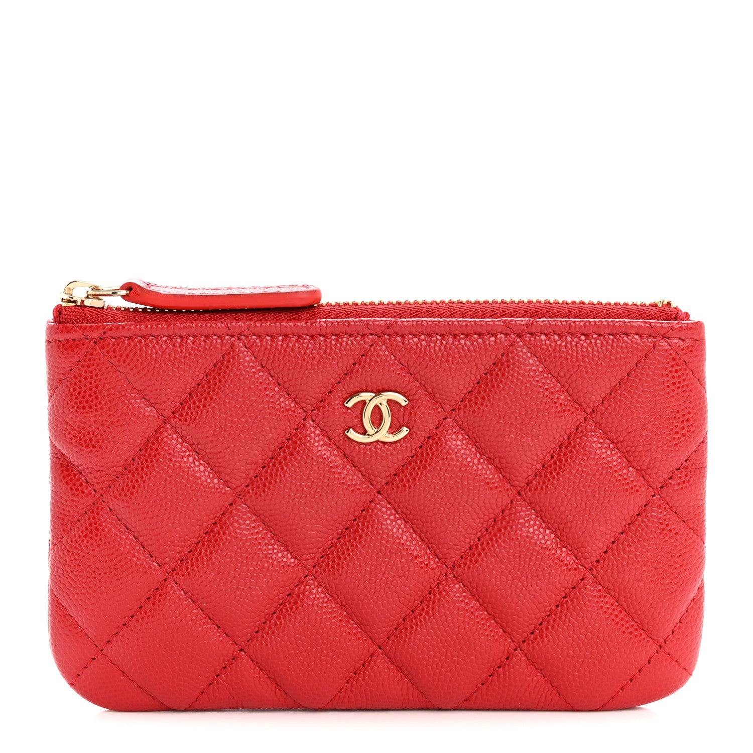 Chanel Caviar Quilted Small Cosmetic Case Red 1 of 7