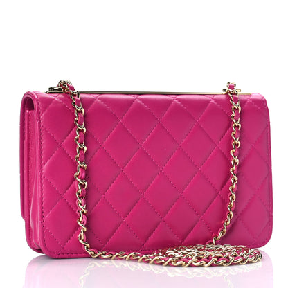 Chanel Lambskin Quilted Trendy CC Wallet On Chain WOC Dark Pink 3 of 13