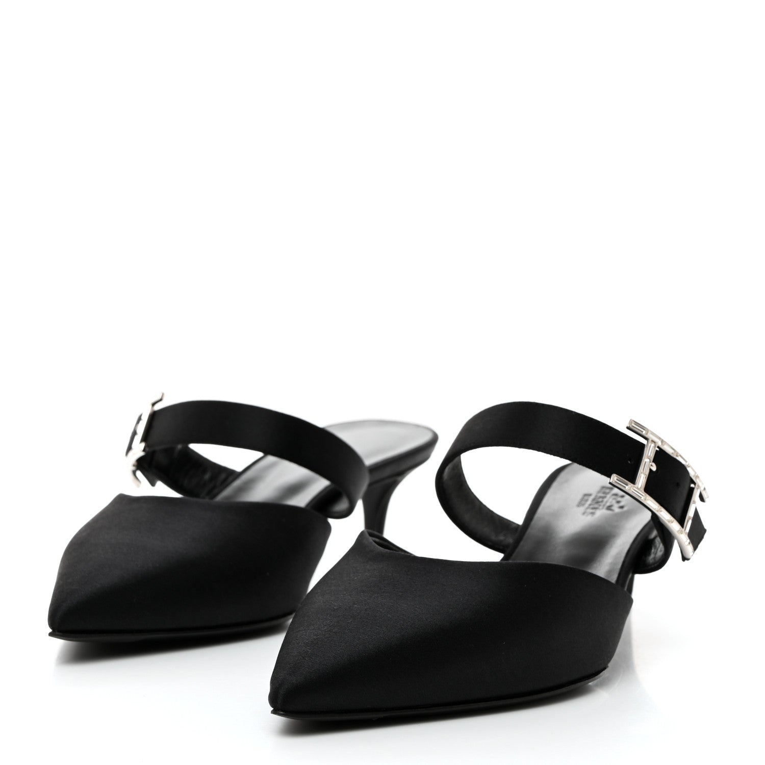 Hermes Satin Blink Mules 39 Black 3 of 9
